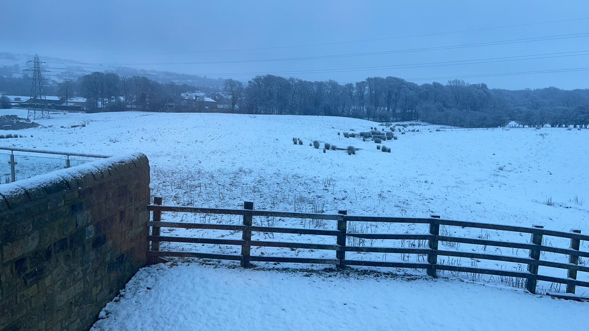 IainMacBeath's tweet photo. Snowy throughout the day up in Menston. #workingfromhome #freezerisfull #uksnow #snowmantomorrow ☃️ https://t.co/haaxEhtvmX