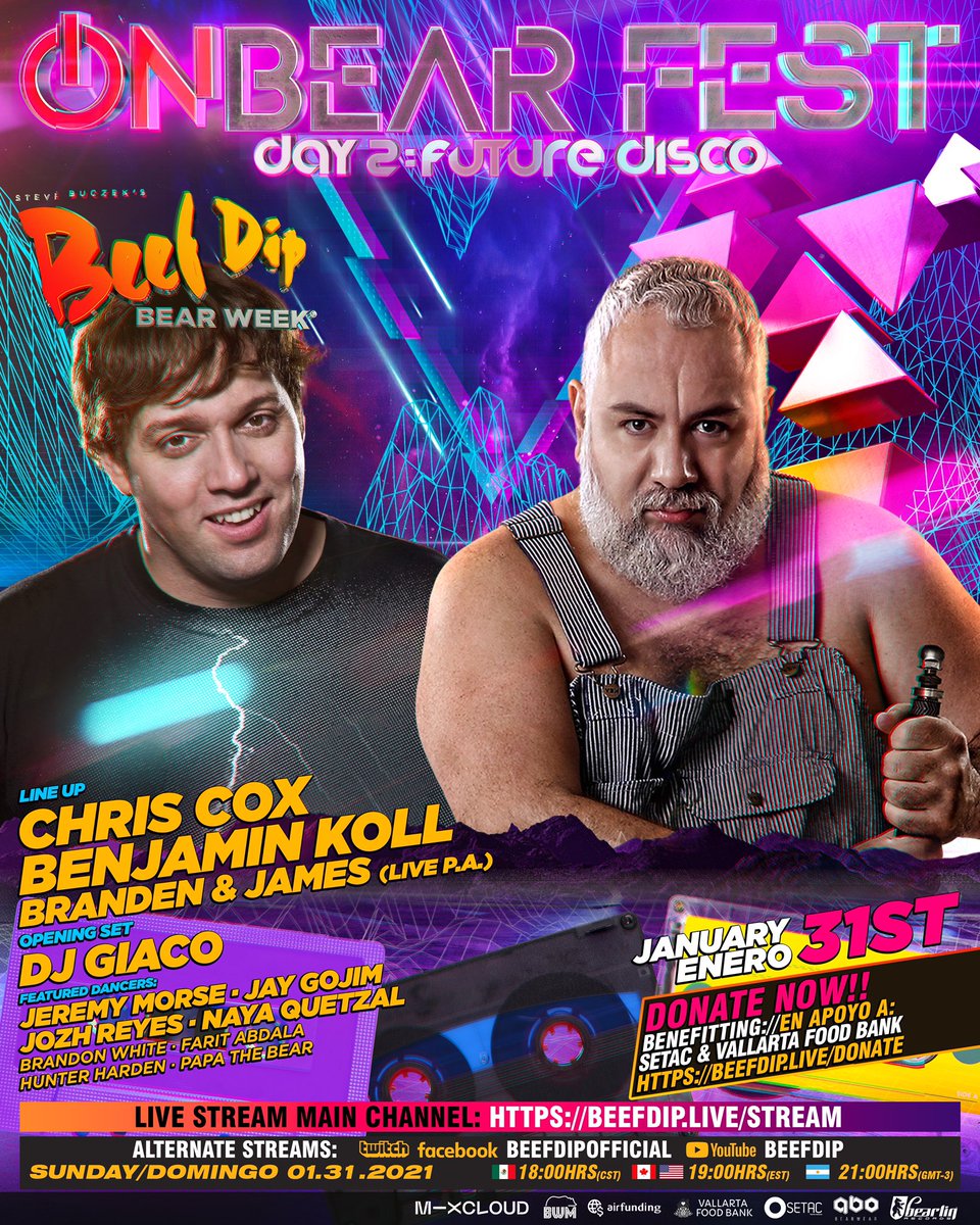 BenjaminKoll's tweet photo. Mark this on your calendar, it’s going to be epic! 
#beefdip2021 will be a #fundriser online this year, feat @djtomstephan @djjosespinnin @Arielperazzoli Jan 30th &amp; @djchriscox yours truly @JMoBear + more the 31st
#livestream at 
https://t.co/5T3gSJ9JBb 
18:00h (gmt-6) #StayHome https://t.co/aE6kG1WnRQ