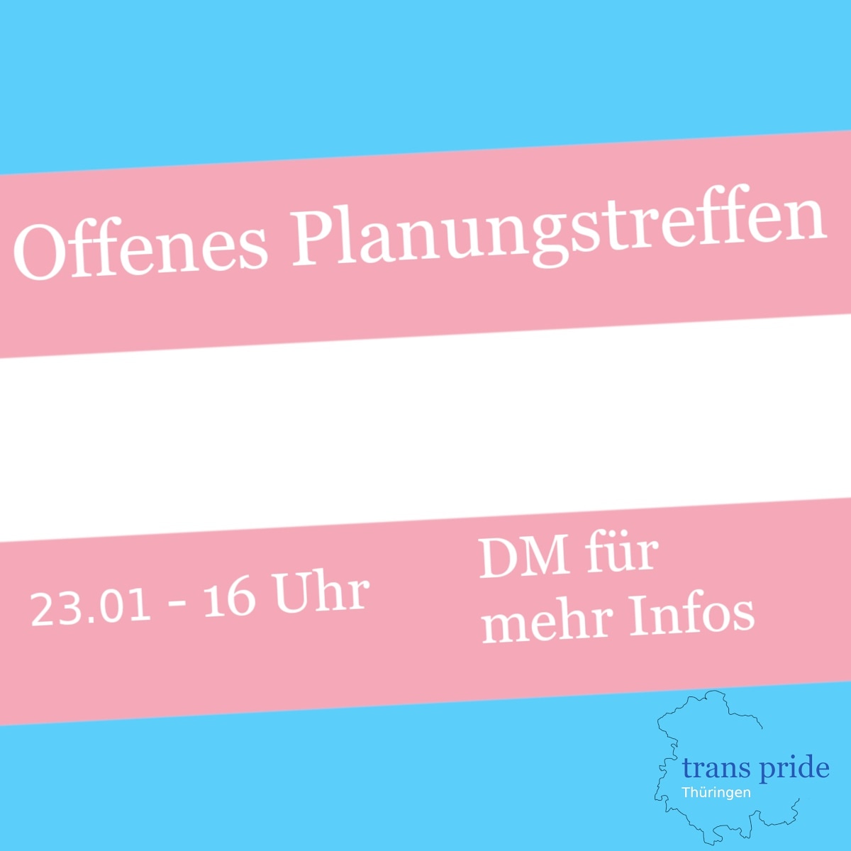 Wir möchten euch zu unserem 1. Planungstreffen im Jahr 2021 einladen. Das Treffen wird digital stattfinden. Wenn ihr teilnehmen wollt, schreibt uns bitte eine private Nachricht (DM) und wir schicken euch alle nötigen Infos zu. 

Wann? 23.01.2021
Wo? Digital / DM für mehr Infos