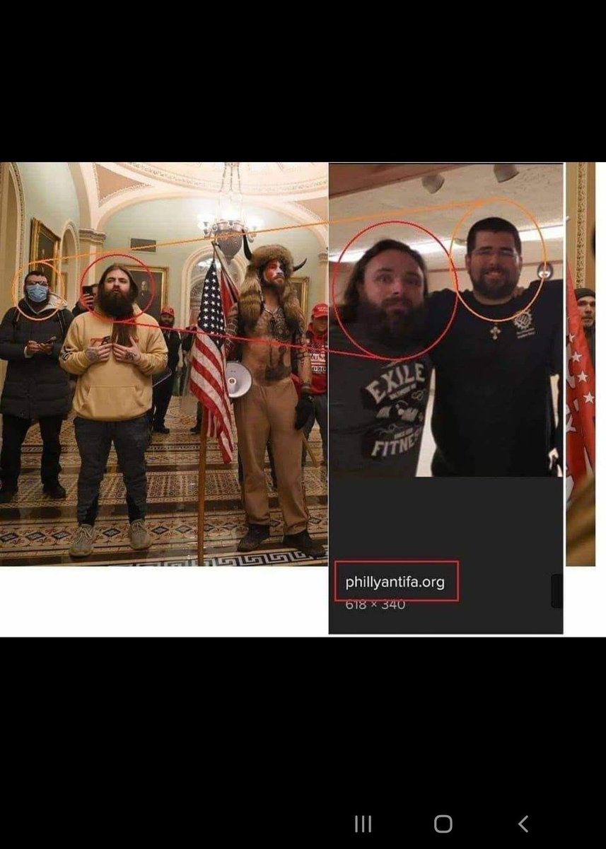 They’ll then point out that he and the guy next to them appear on pictures of a page on Philly Antifa’s website. While I can’t say with 100% certainty the guys in the picture and the guys at the capitol building are the same people, there’s a bigger issue.
