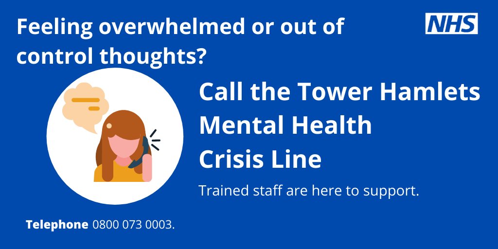 NHS_ELFT's tweet photo. #TowerHamlets residents can now access a 24/7 Mental Health Crisis Line for free. If you know someone that might benefit from talking to fully trained and knowledgeable staff, pass this message on now. https://t.co/mhNOhqmrEP