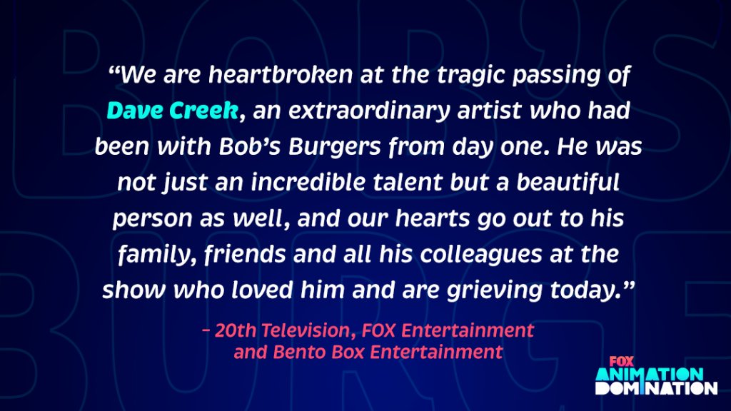 BobsBurgersFOX's tweet photo. In loving memory of Dave Creek. https://t.co/8HDShtU17I