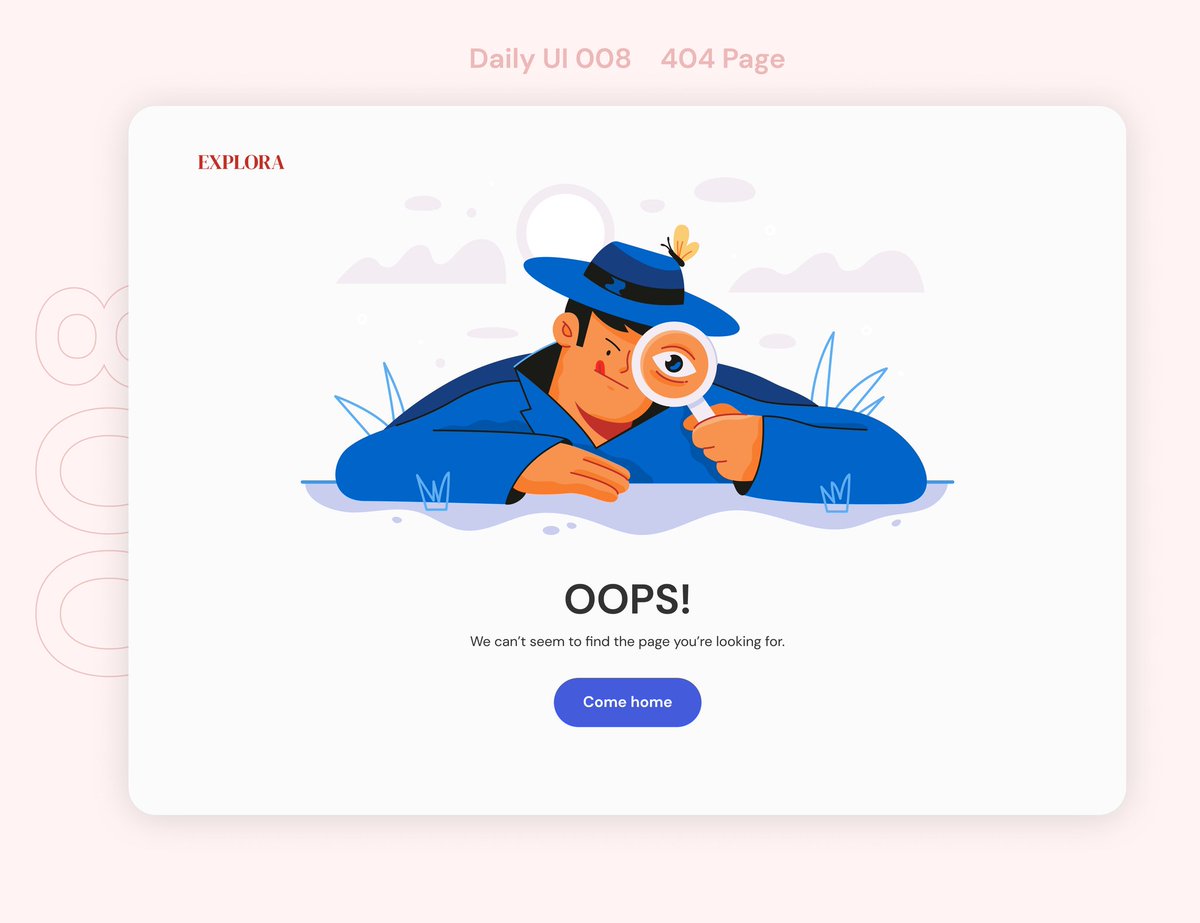 TheEstherEmah's tweet image. Day 8 Challenge- Design a 404 Page

8 designs down, 92 more to go
#DailyUI #100daysofui #dailyui008 #figma