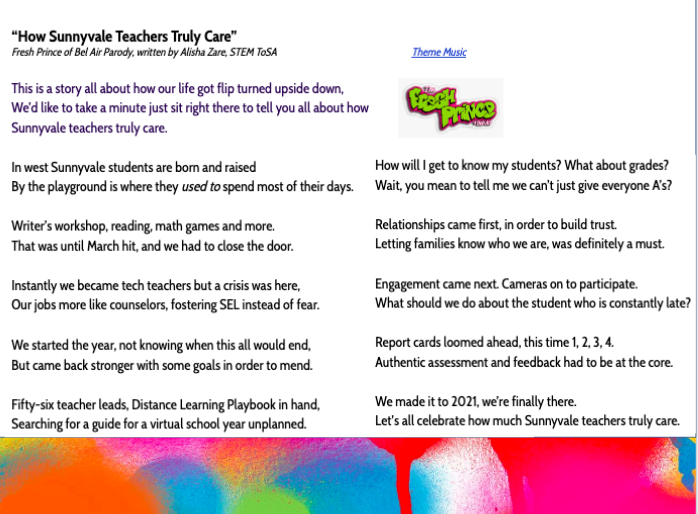 AlishaZare's tweet photo. My week back started with rapping the opening lines of this Fresh Prince-inspired (#DistanceLearningPlaybook themed) parody- in front of a large group of district administrators. ๐
I channeled the one and only @edcampOSjr for a little confidence (#FlashbackFriday to #FallCUE19) https://t.co/j8YZeGc0HH