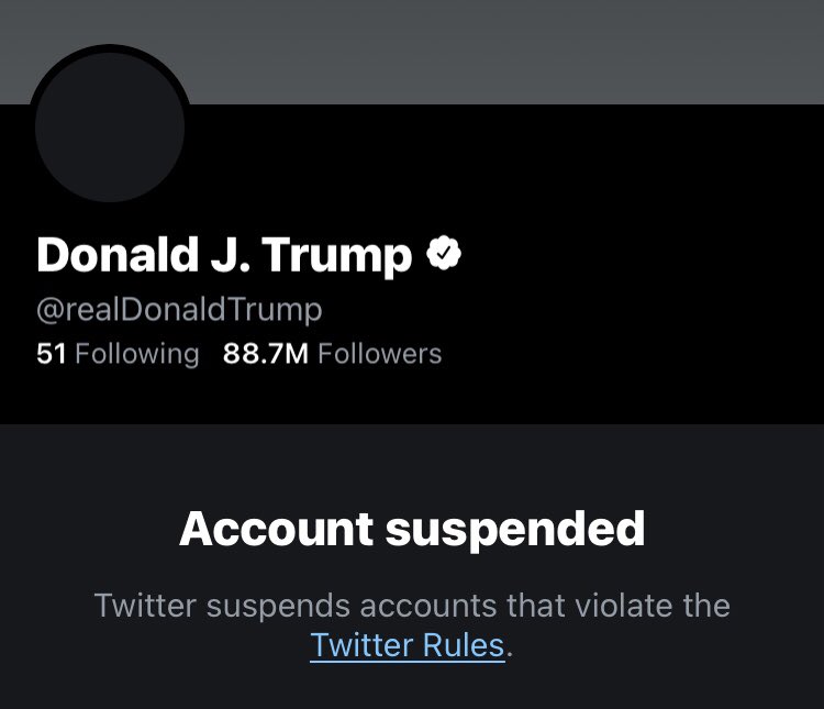 tuddle's tweet photo. I know a lot of people will be upset &amp; say this violates Donald Trumps 1st amendment right. Twitter is a private company and those rules don’t apply. I do believe lawmakers need to look at this and create some type of legislation. https://t.co/burQqKE4kY