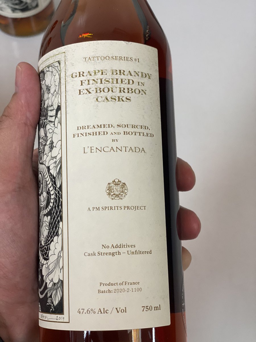 Tattoo Series 1 by <a href="/PMspirits/">PM Spirits</a>. This cask strength (47.6% abv) brandy from L’encantada is finished in ex-Weller bourbon barrels. Probably already sold out at most places. $145.