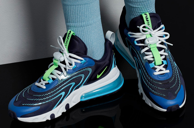 Kicks Deals Couple Select Sizes For The Blackened Blue Green Strike Nike Air Max 270 React Eng Are Over 40 Off At 93 97 Free Shipping With Your Nike Account Promotion