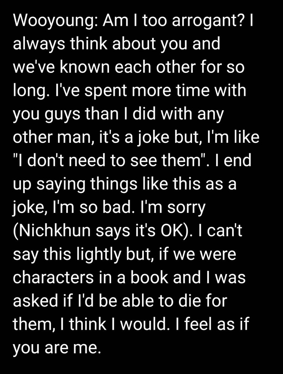 The first letter they read is Nichkhun's letter to Wooyoung. NK basically tells WY he should meet them more often and then they have an exchange and Woo explains why he does that #Jun_K  #ジュンケイ  #NICHKHUN  #닉쿤  #ニックン  #นิชคุณ  #尼坤  #장우영  #ウヨン  #Wooyoung  #JangWooyoung