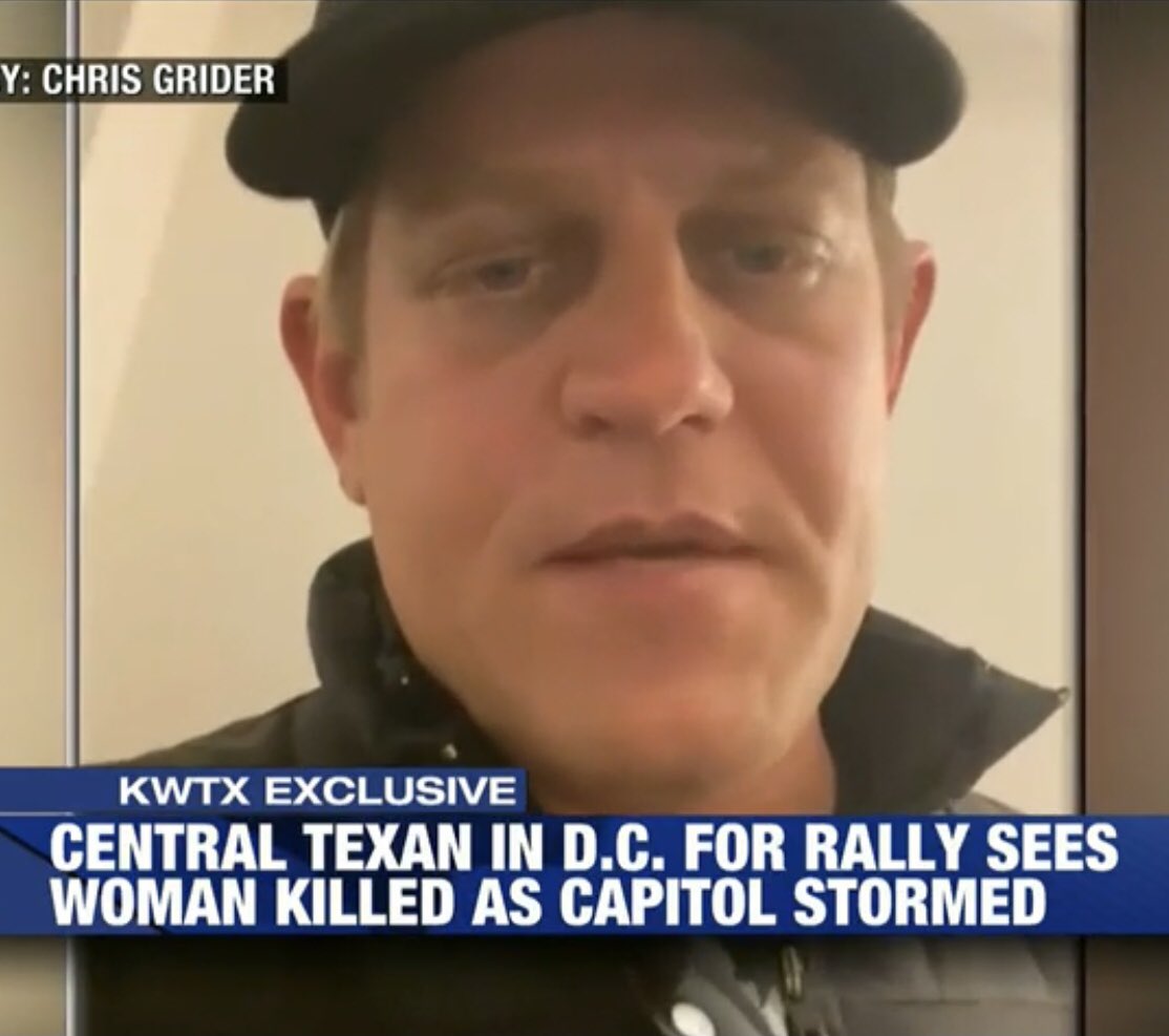 Well1la's tweet photo. This is Chris Grider, owner of a Waco area vineyard. He admitted in a local media interview that he was in the capital. He was one of the first in the building and saw the woman get shot by secret service. @FBI https://t.co/8YW2dGkfKF
