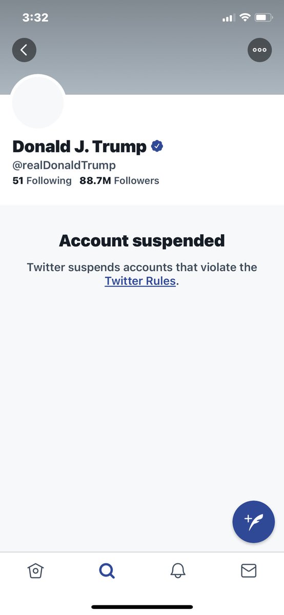 Thank you to Twitter for finally doing the right thing.  No private citizen could have tweeted so much hate, vitriol and lies as <a href="/realDonaldTrump/">Donald J. Trump</a> and kept their account active for so many years.  Bravo!