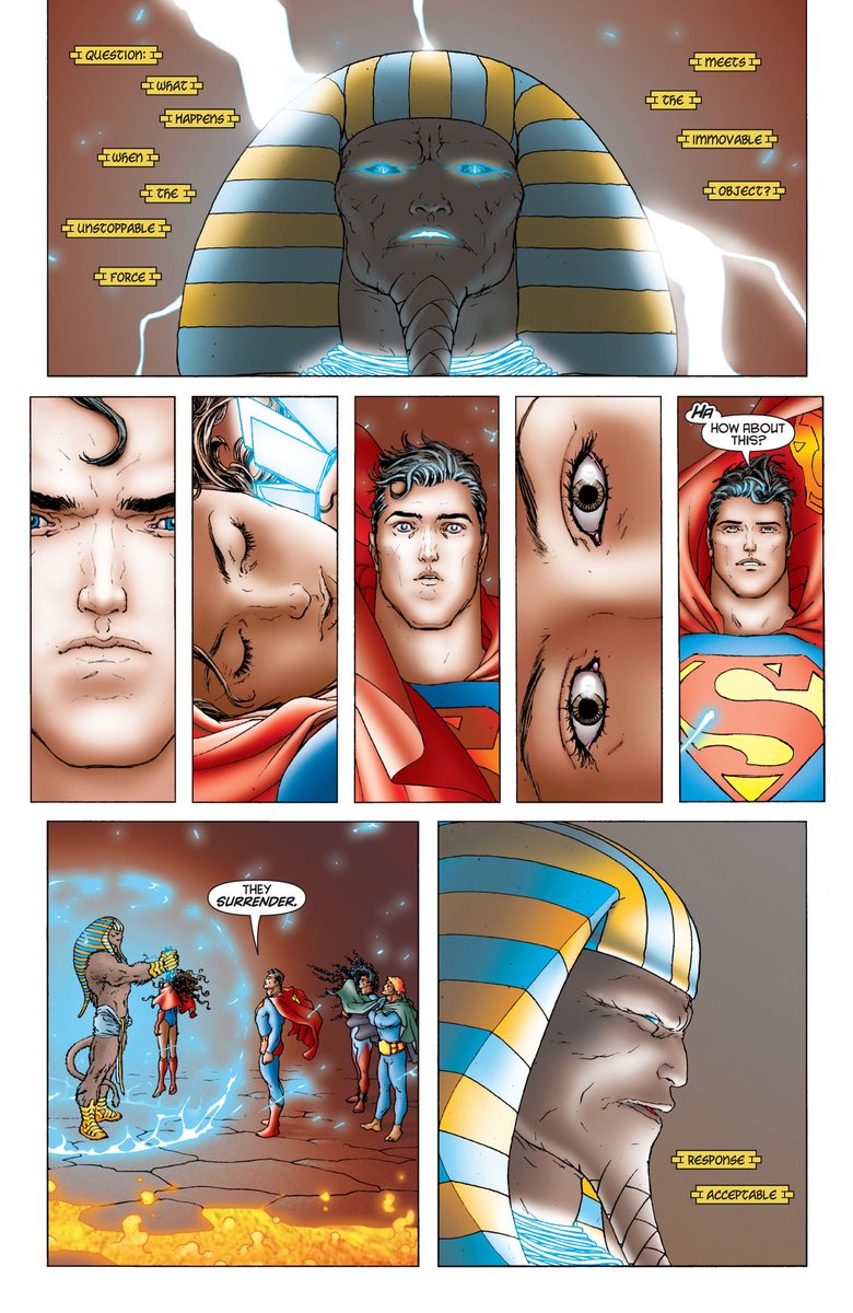 I don't know exactly what the unanswerable question and its answer are supposed to mean. I see some of Morrison's interest in discussing the relationship between dualities and symmetries. And I can see how it might connect with the final confrontation between Clark and Lex.