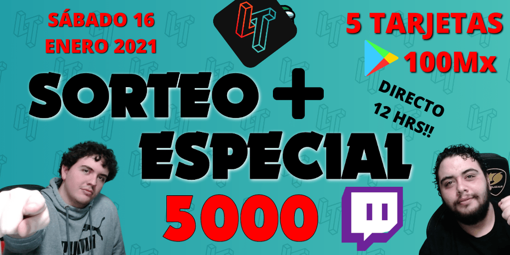 SORTEO! + ESPECIAL 12 HORAS! + TORNEO!

🤑5 TARJETAS $100 MX🤑

⚠️REQUISITOS⚠️
🔵SEGUIRNOS <a href="/LosTorts/">Los Torts Clash Royale</a> 
🟣FOLLOW twitch.tv/lostorts
🟤SEGUIRNOS instagram.com/lostorts/
🔁RT❤️FAV @ ETIQUETAR 2 AMIGOS

⭐️GANADORES EN VIVO EN EL ESPECIAL 12 HORAS⭐️

🗓️TERMINA 16/01/2021
🍀SUERTE