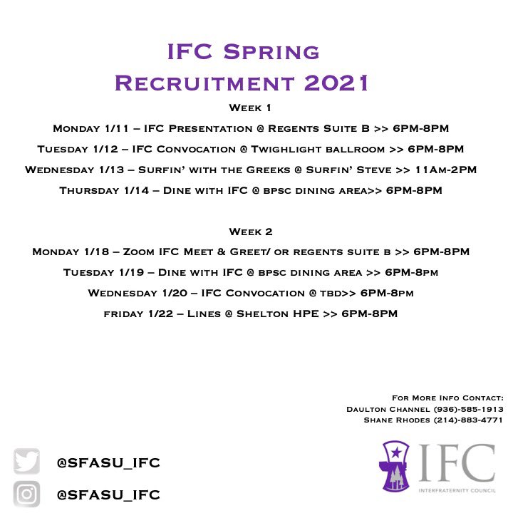 SFA Interfraternity Council tweet media