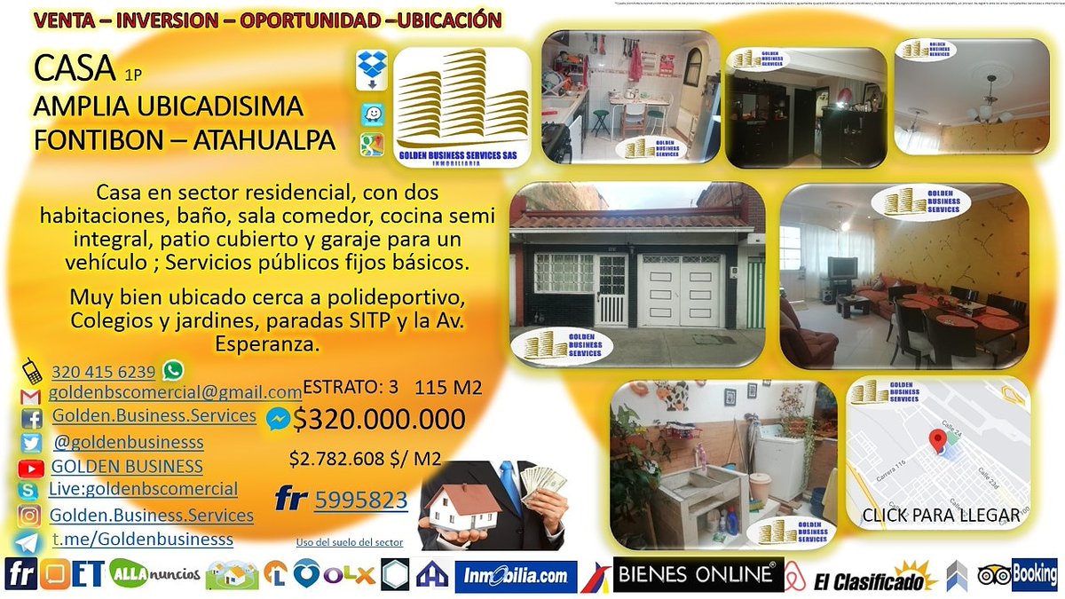 GOLDENBUSINESSS's tweet photo. VENTA CASA UBICADISIMA FONTIBON ATAHUALPA BOGOTÁ
https://t.co/0p64hTZ7dm
Fotos y más en DROPBOX:
https://t.co/XyTbUlzJV8
Contacta nuestros asesores :
https://t.co/P4Ty2KIJ28
https://t.co/1khatjISMM https://t.co/MJErtOeOH6