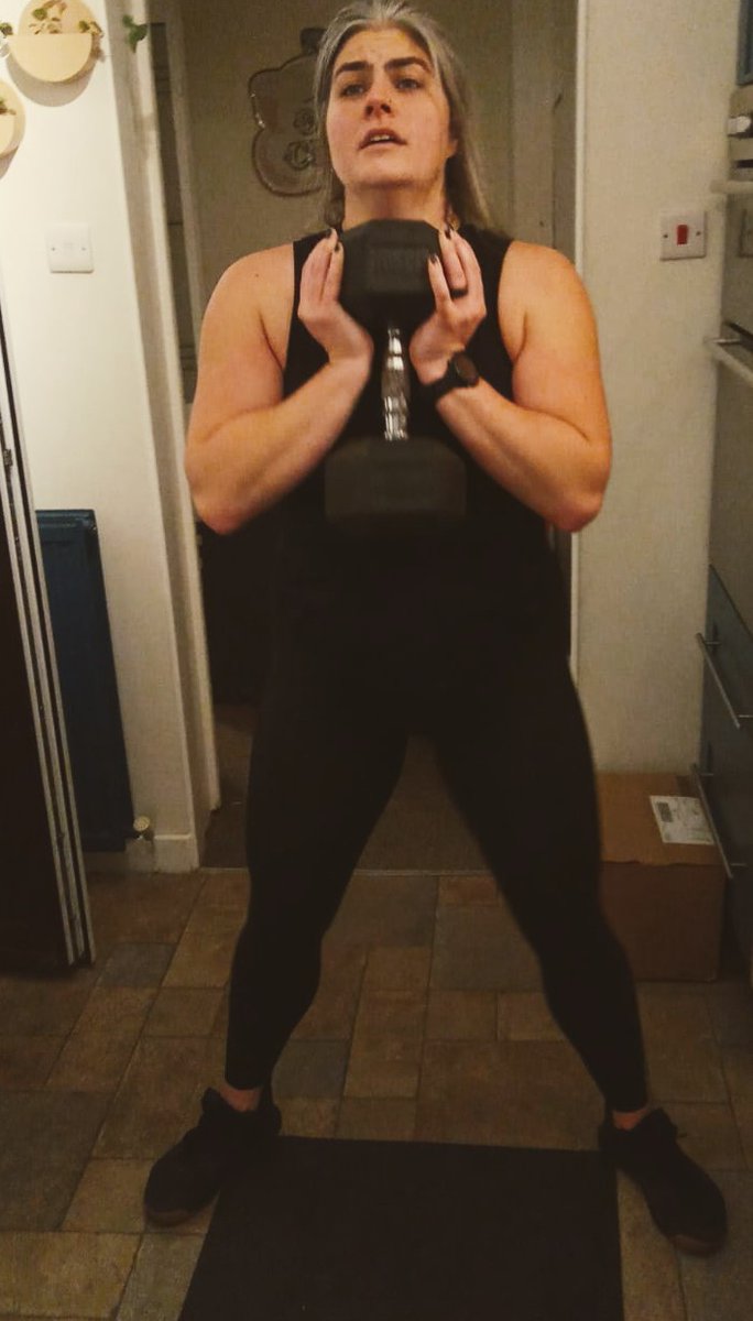 nicci_potts's tweet photo. At the start of December I had big plans for my training come January.
Those plans didn't involve dB squats in my kitchen.
Currently have no plans and just taking it hour-by-hour.
#GirlsWhoLife #StayHomeStayActive https://t.co/rxOeSpfyfH