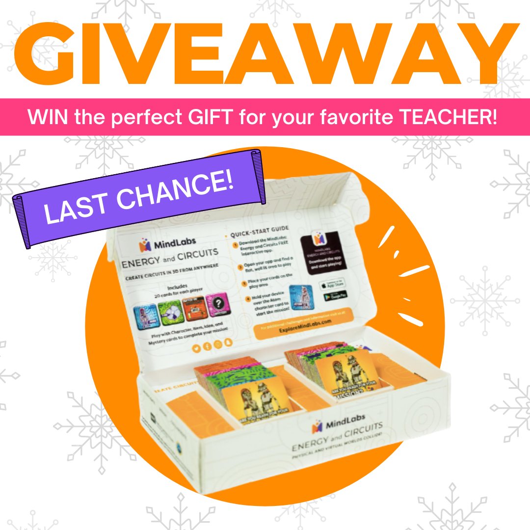 Do you know an amazing teacher that deserves recognition for all of their hard work?

MindLabs is hosting a holiday giveaway and YOU could win a Classroom Edition set for FREE! Enter here  - gleam.io/htM0R/mindlabs…

Giveaway closes TODAY at 11:59PM EST ⏰