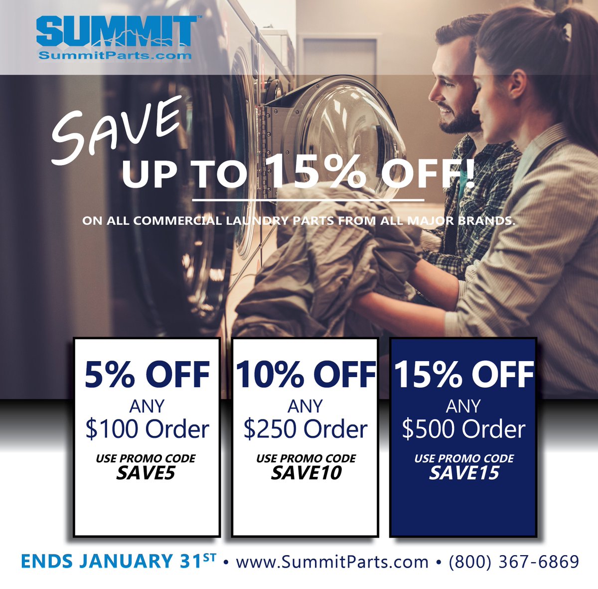 Summitparts's tweet photo. Don't miss the Summit Parts 3 Promo Code Savings Event- Save up to 15% OFF entire order!  https://t.co/LiV0LurULP
#promo #promocodes #shop #sale #parts #laundryparts #commercialLaundry #laundromat https://t.co/AXikCjdEiU