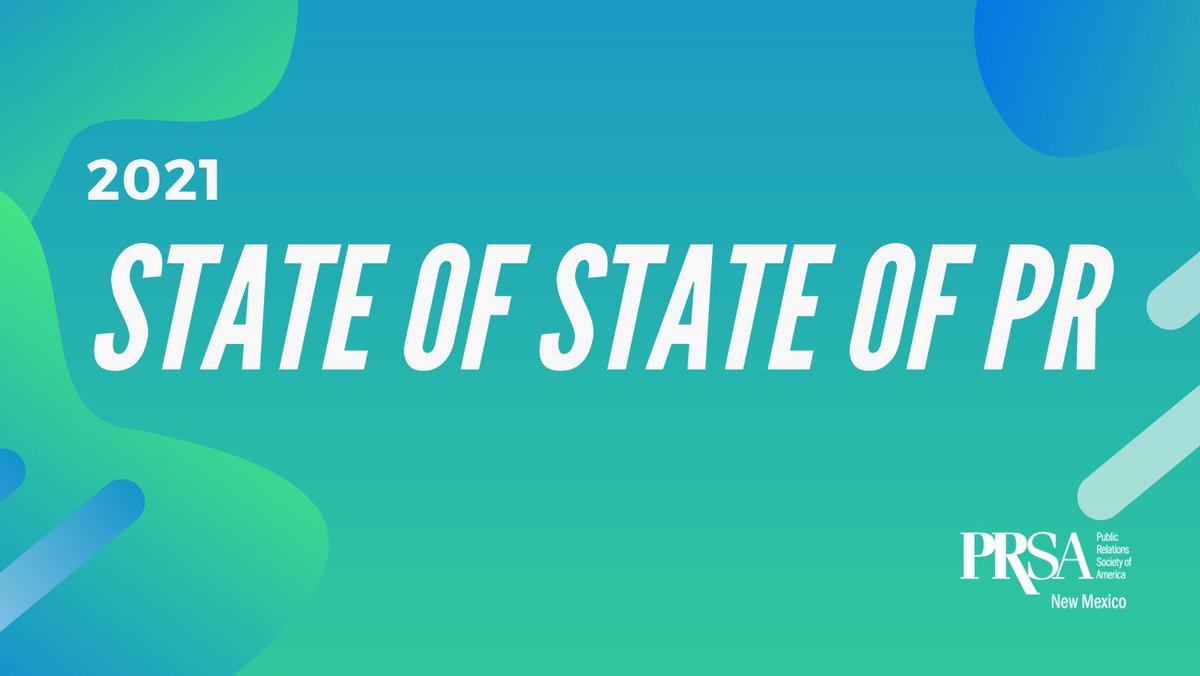 NewMexicoPRSA's tweet photo. Join us Thursday, Jan. 28 for our 2021 State of the State of PR panel w/ @Tom_Garrity
of @GarrityPR, Jen Esquivel of @NMFilmOffice, and @rachaelsews of RM Communications, LLC

Free for NMPRSA members and students; $10 for non-members. 

Register today: https://t.co/KQshWJydSU https://t.co/zFKPp97XAR