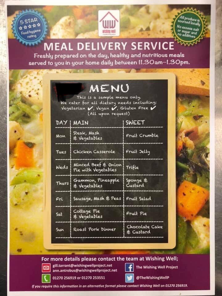 TheWishingWellP's tweet image. We are currently looking for people that would be able to support us in reaching those in need, by delivering meals, if you feel that this is something you could support with then please get in touch by emailing Gill on gill.Tarrant@wishingwellproject.net or ring on 01270 256919.