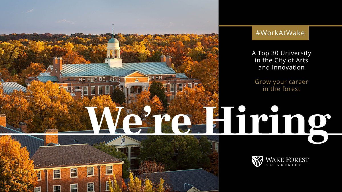 WFUtalent's tweet photo. .@WakeForest is currently searching for a Communications Specialist to provide essential communication, digital media, and creative support for the Program for Leadership and Character. #WorkAtWake #HigherEd #Careers
Apply » https://t.co/Z0tk9EtdIo https://t.co/26gcAku62r