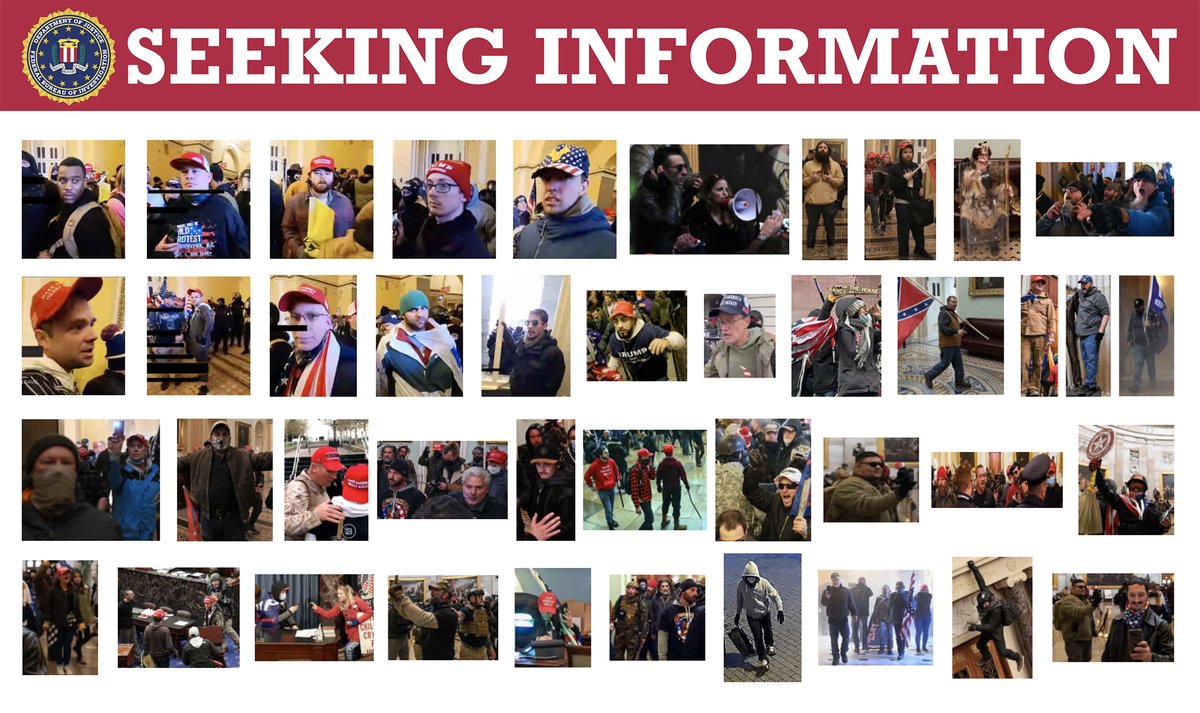 Do you see anyone you recognize? The #FBI is still seeking information to help identify individuals who actively instigated violence on January 6 in Washington, D.C. Visit ow.ly/skY550D3JL1 to see images from current cases, and submit tips to fbi.gov/USCapitol.