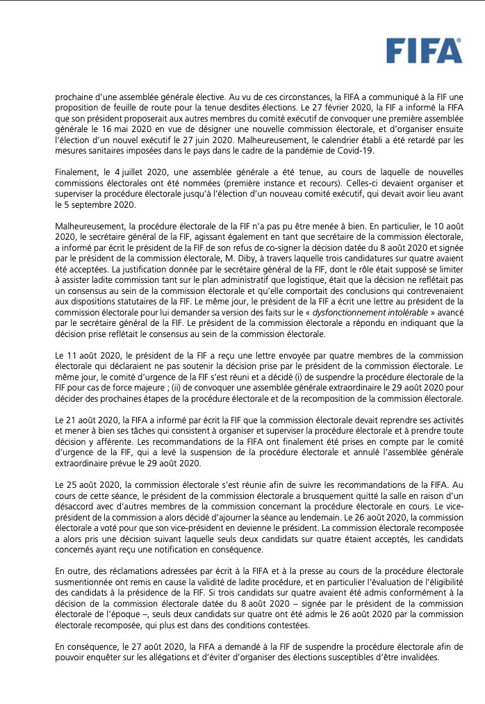 PRPF_Football's tweet photo. Nous publions les quatre pages de la lettre de la @FIFAcom qui met la @FIFCI_tweet sous tutelle d'une commission de normalisation et qui révèle entre les lignes le dessein caché derrière cette démarche. #fifa #fifaleaks https://t.co/JjbQmOBsdY