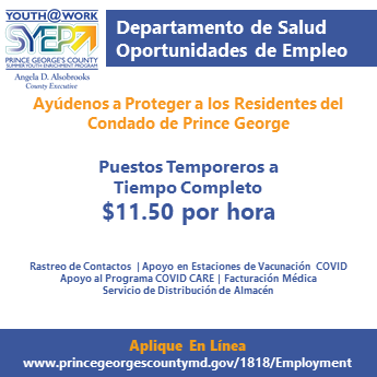 PGCSYEP's tweet photo. 18-22 Year old Youth@Work - Immediate Temporary Full Time Jobs with the Prince George's County Department of Health!   Apply Here:  https://t.co/7wkK99G73z

#YouthatWork2021 #PrinceGeorgesCounty  #DepartmentofHealth https://t.co/D4p8YFuZgX
