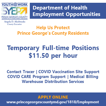 PGCSYEP's tweet photo. 18-22 Year old Youth@Work - Immediate Temporary Full Time Jobs with the Prince George's County Department of Health!   Apply Here:  https://t.co/7wkK99G73z

#YouthatWork2021 #PrinceGeorgesCounty  #DepartmentofHealth https://t.co/D4p8YFuZgX