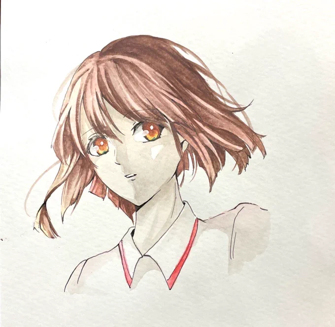 1時間足らずの落書き#水彩色鉛筆#イラスト#アナログ 