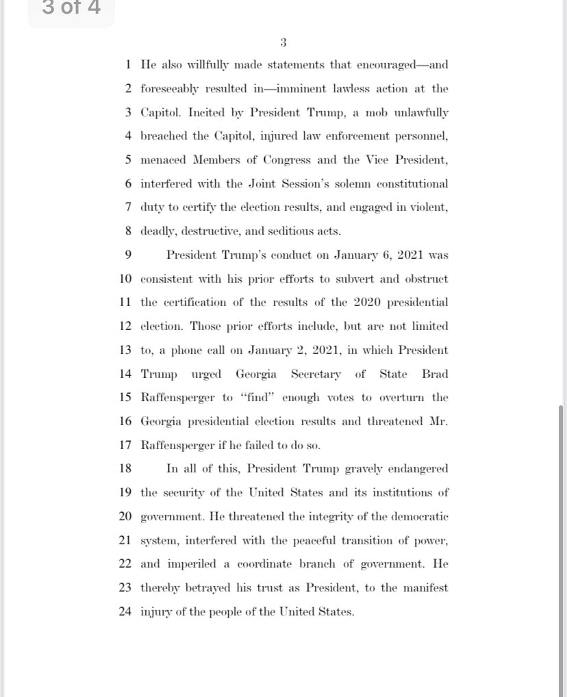 mkraju's tweet image. Latest draft of the articles of impeachment that will be formally introduced on Monday includes one article: “incitement of insurrection.” Reps. Cicilline, Lieu and Raskin are taking the lead