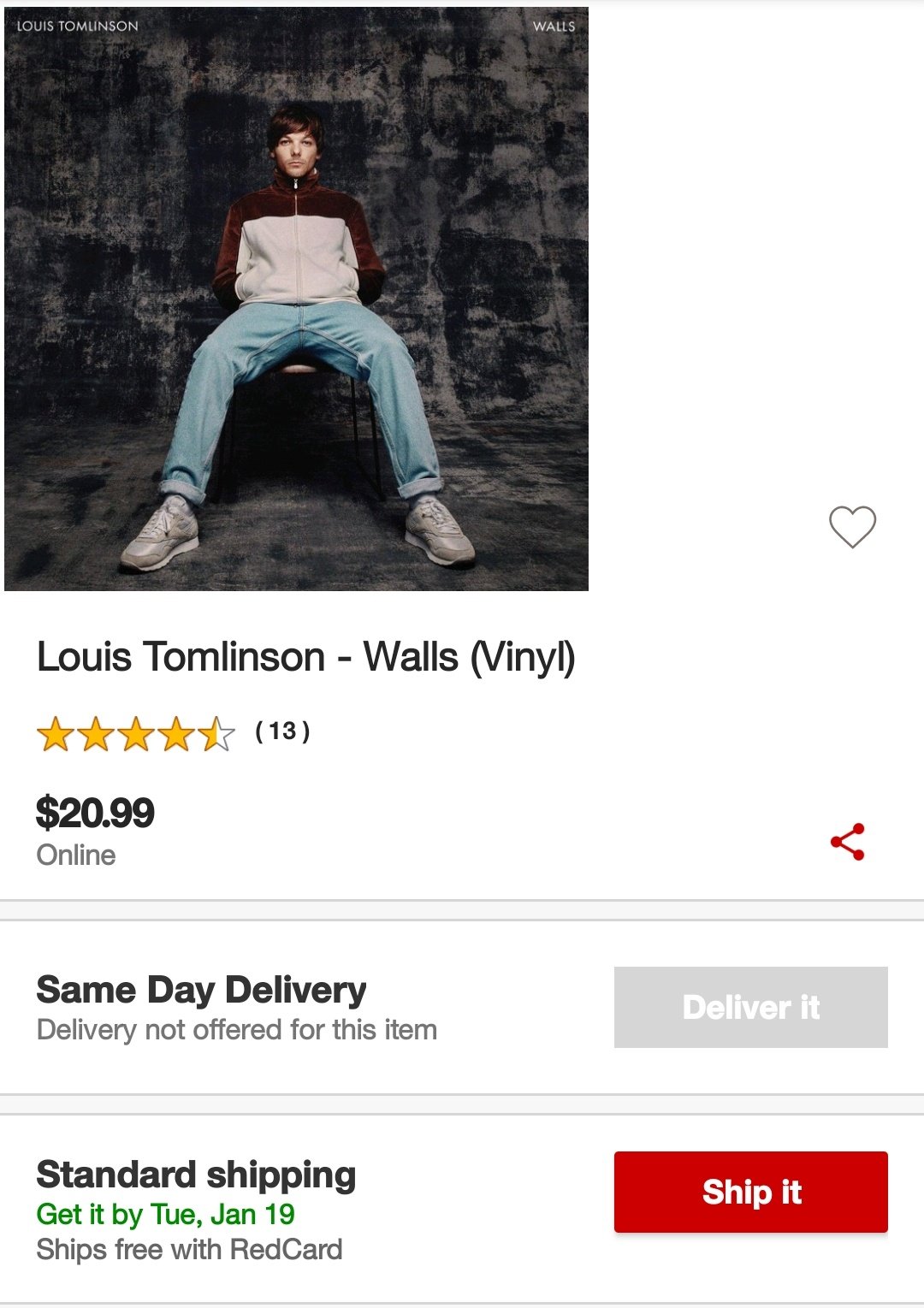 Louis Tomlinson News on X: #Update  Walls (Vinyl) has been restocked at  Target! get it here:   / X