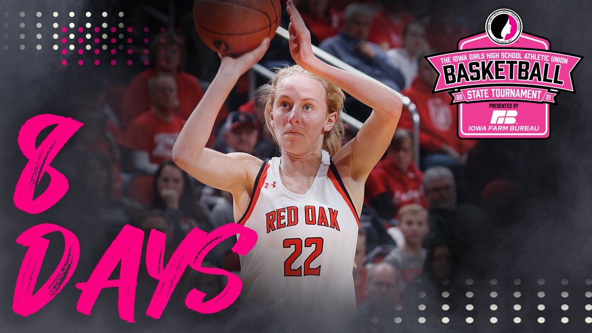 IGHSAU's tweet photo. Waking up today knowing there's only 8 days until the 2021 Girls State Basketball Tournament presented by @IowaFarmBureau!

Share your excitement using a GIF or emojis!

#IGHSAU #IowaGirl #IAHSBKB https://t.co/l4RhIgt4od