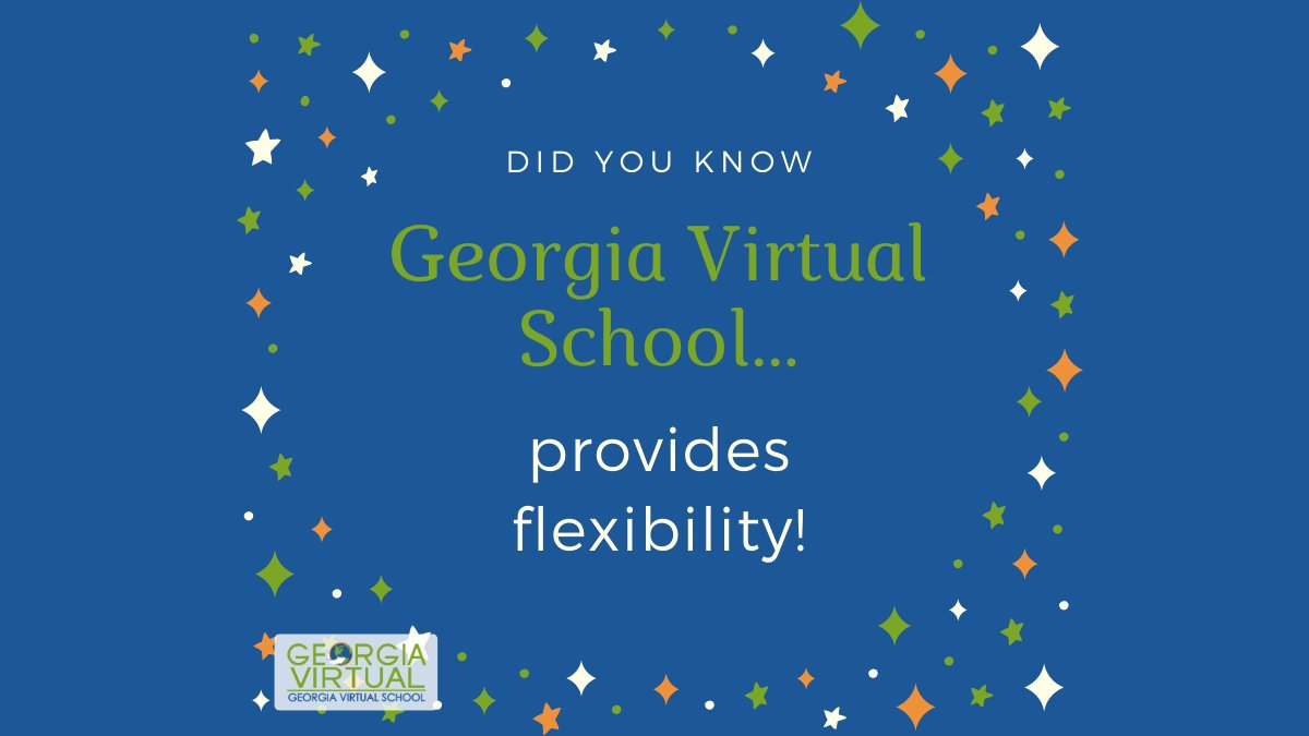 gavirtual's tweet photo. Georgia Virtual School realizes that students look to online courses for a variety of reasons. One of these is flexibility.  The registration dates for each semester are flexible and students are given a range of time during which they can start their course.

#KeepGALearning https://t.co/dqUMOSa2o7