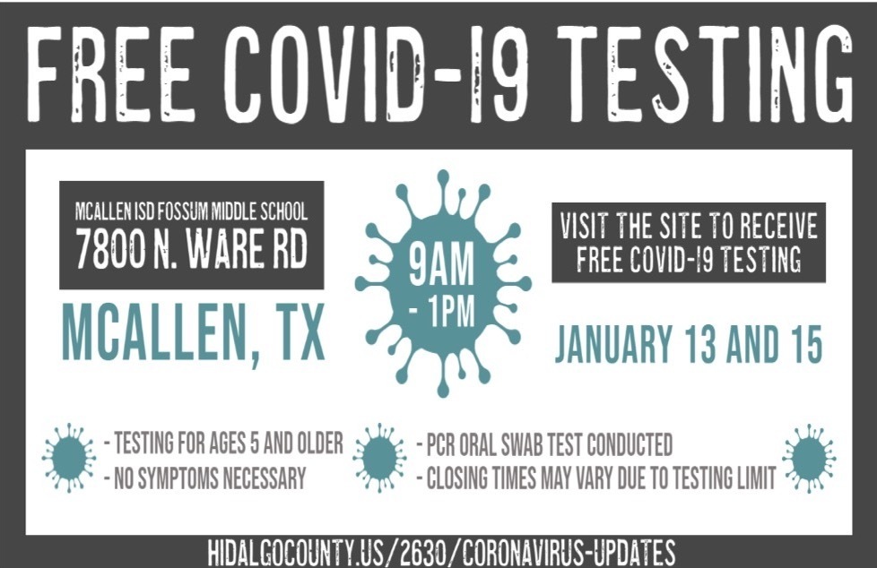 Free COVID-19 Testing Jan. 13 &amp; 15 mcallenisd.org/article/377244…