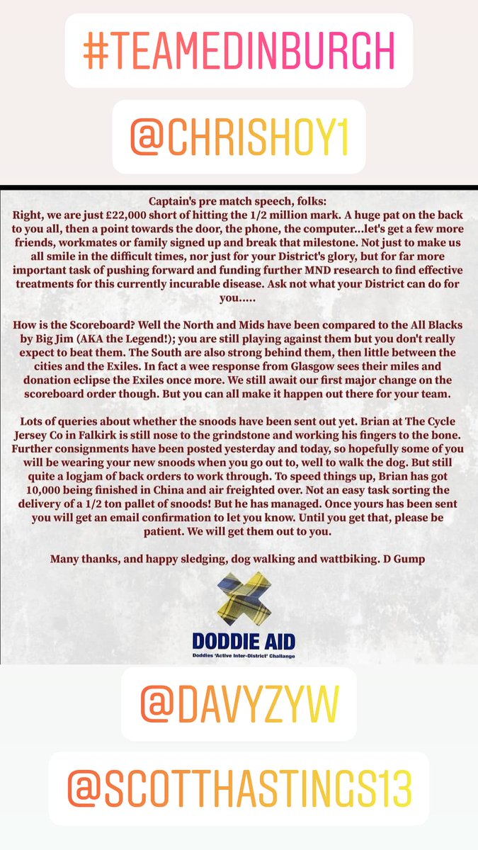 ViewFromCamera's tweet photo. #DoddieAID #DailyGump news
Massive well done to everyone involved ππππ
MASSIVE ππππ to @thecyclejersey #snood
Join #TeamEdinburgh folks π
@DavyZyw @MrMarkBeaumont @chrishoy @ScottHastings13 @hamishwatson7 @EilidhBarbour @TJ_McH @ilona_turnbull @happyeggshaped https://t.co/9cCUsaDRn2