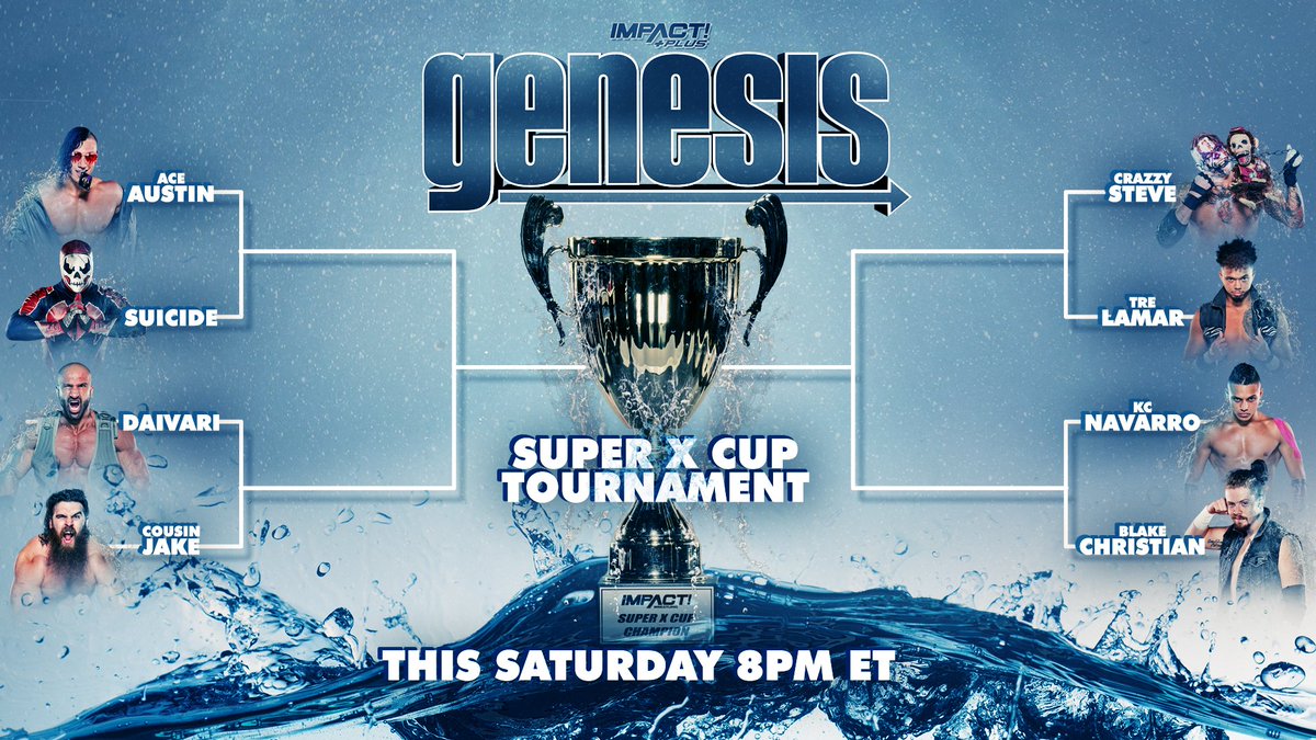Triller_TV's tweet photo. WHO DO YOU THINK WILL WALK AWAY WITH THE CUP?

@IMPACTWRESTLING presents the return of the #SuperXCup at #GENESIS.

8⃣ men
3⃣ bouts for 2⃣ men
1⃣ night only. 1⃣ winner.

[ TOMORROW: 8pm ET ]

Sign up to #IMPACTPLUSonFITE and receive a 30-day FREE TRIAL!

🏆https://t.co/rNYmwjLRyy https://t.co/ZCs1AZ4Yx0