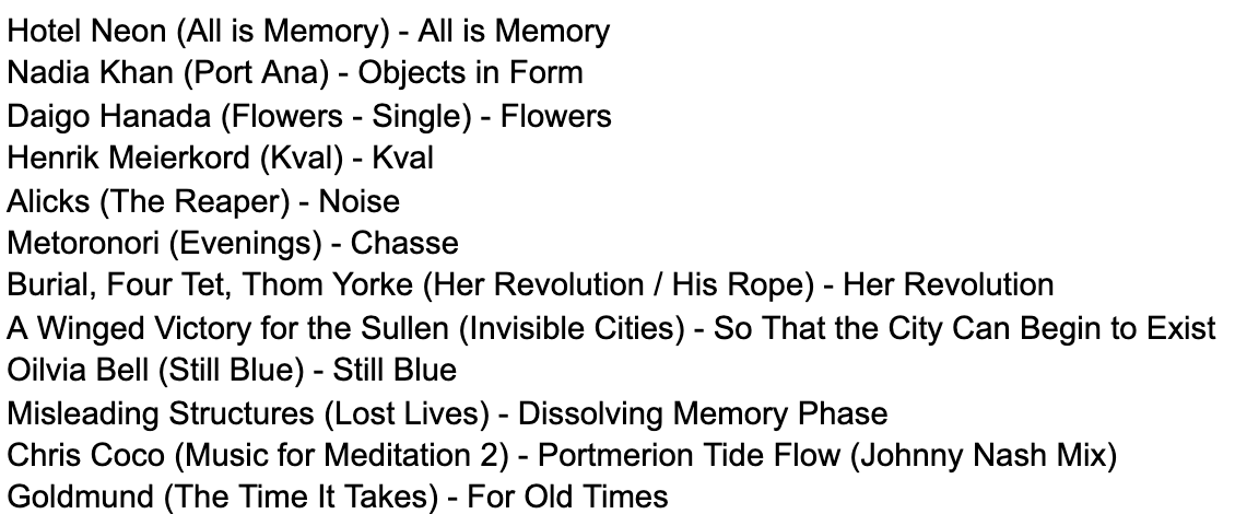 Tune in to <a href="/nsprnews/">NSPR</a> tonight from 10 p.m. to 12 a.m. PST for a new episode of Tapeta Lucida. 91.7 FM on your radio or listen online at mynspr.org

Tonight includes music by <a href="/totallymoon/">Carl Aagesen</a> <a href="/angelbbgrrl420/">🔴 (angel marcloid)</a> <a href="/hotelneonmusic/">Hotel Neon</a> <a href="/Alicks14/">alex</a> and more!

Full playlist below