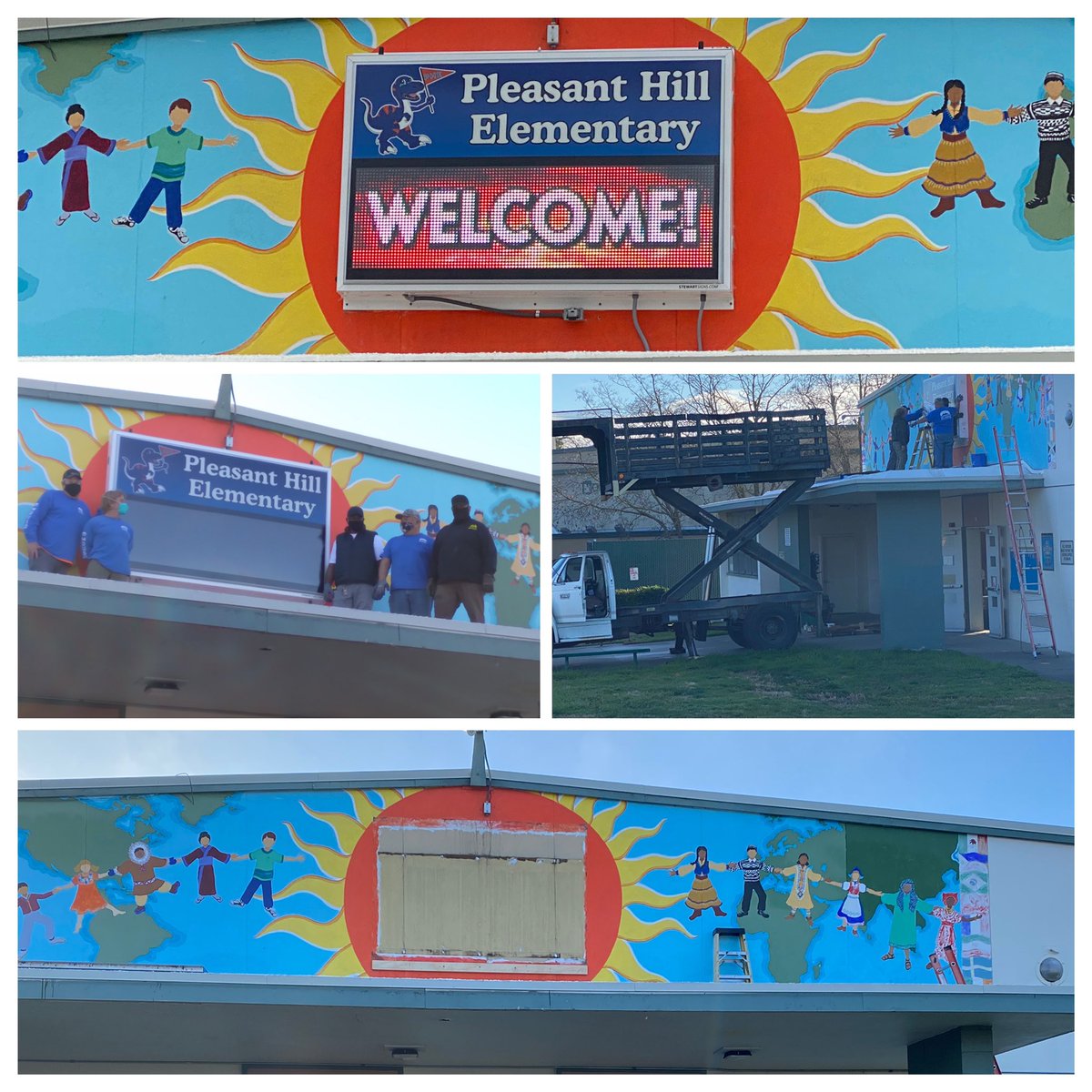 PHEdinos's tweet photo. Let there be LIGHT!! A huge THANK YOU goes out to our @MDUSDFacilities for their incredible job installing our brand new MARQUEE! It’s been a long time coming. Go Dinos! #dinoMIGHT #PHEcommunity https://t.co/TLaPSKSEQd