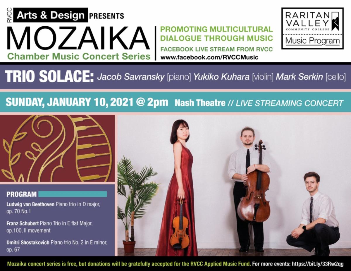 Third Offering in New Concert Series from RVCC Arts and Design Department. The next concert is coming up this Sunday, January 10 at 2 p.m. This program, which will stream live at Facebook.com/RVCCMusic, will feature the trio Solace. conta.cc/2Lff3rh