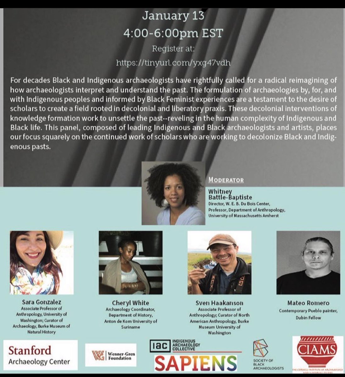 drhuman_ecology's tweet photo. Another Radically Reimagining Archaeology talk 13 Jan @SAPIENS_org #indigenousarchaeology #blackarchaeology #decolonizearchaeology #wennergrenfoundation https://t.co/wBoju6ORjS