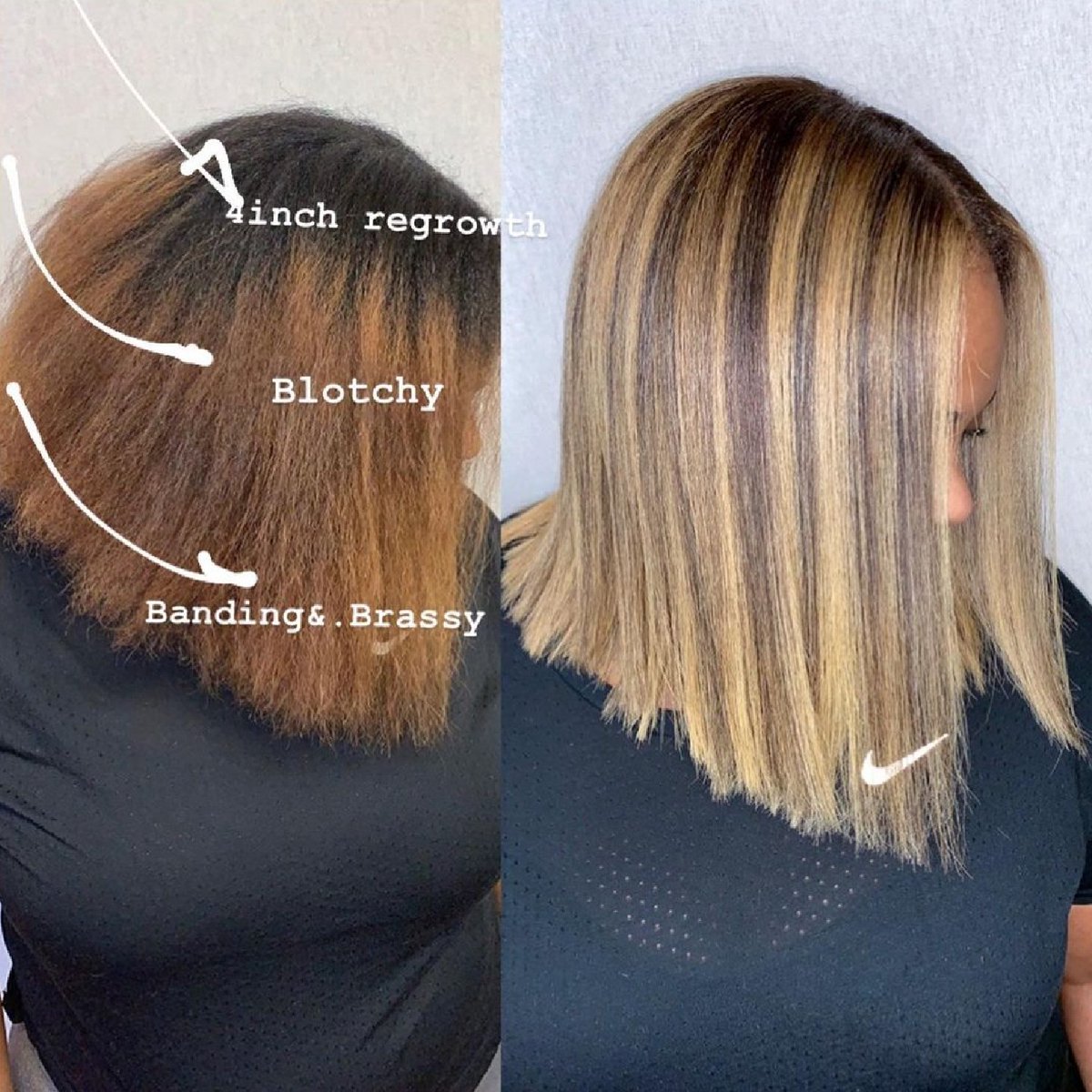WellaEducation's tweet photo. Color Correction #PROtips:
Joie Wallace did weaves and slices of #foilayage to break up her client's darkness and bring up her level 1 regrowth. She then broke her base and shadow toned, which is a #PROtechnique she usually uses for #texturedhair color corrections. https://t.co/Pl0OSPpxSr