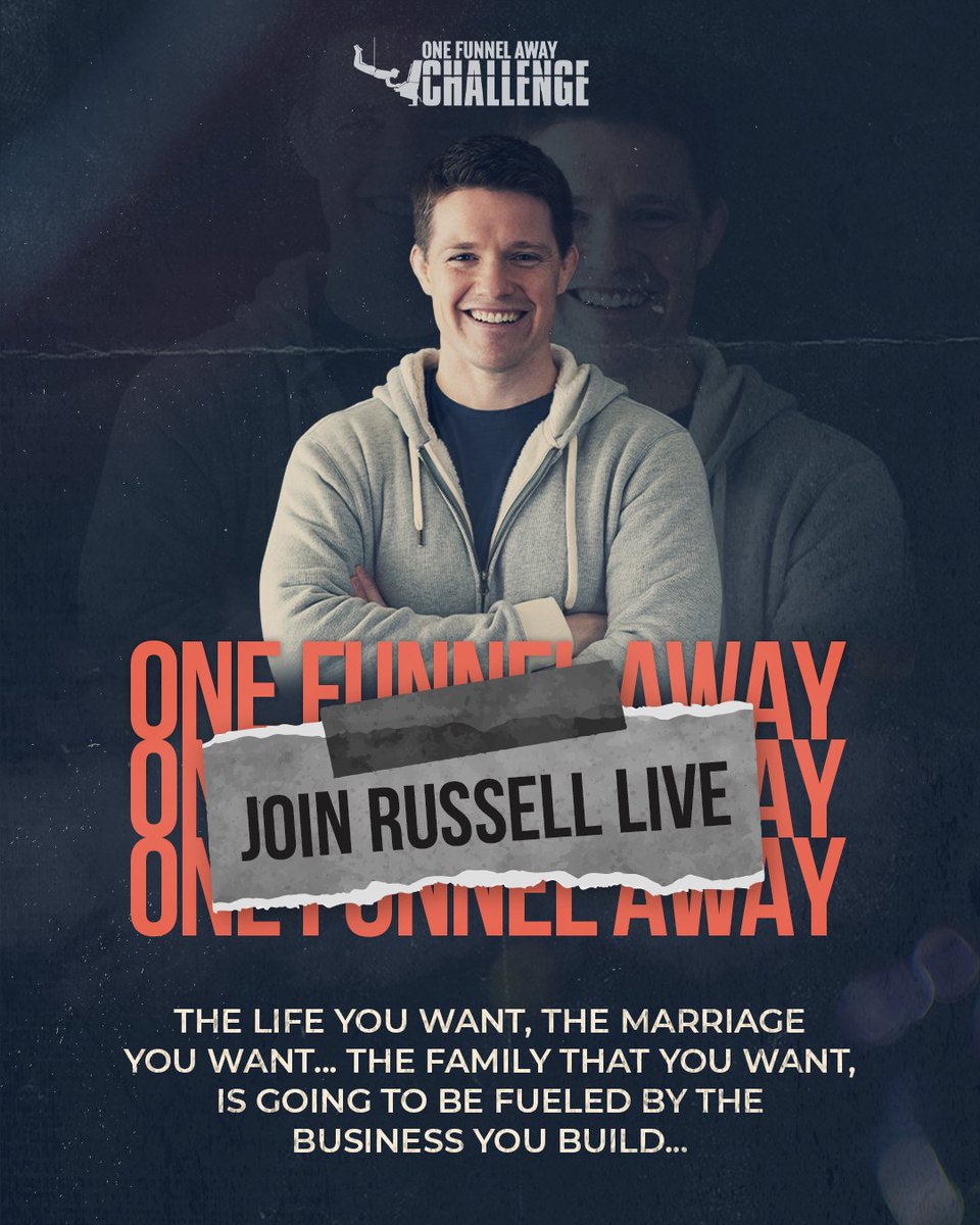 clickfunnels's tweet photo. We wanted to do something special for the first #OFAChallenge of the year… Starting January 11 will be our very FIRST LIVE OFA challenge hosted by Russell Brunson!
Join @russellbrunson LIVE for this very special One Funnel Away Challenge! Register NOW! https://t.co/urrcS7Kfcr🙌 https://t.co/DwpIUJmAz2