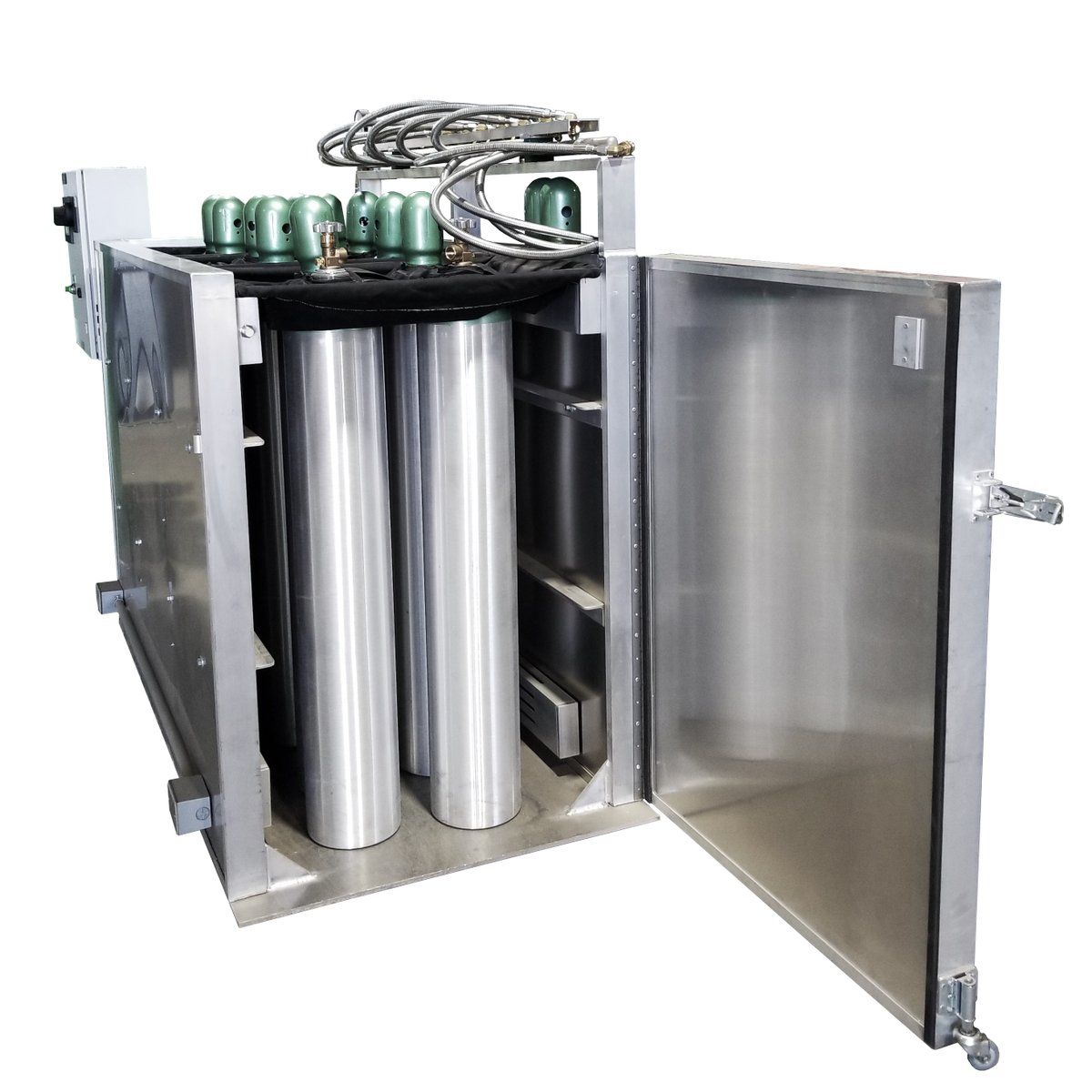CryoVation's tweet photo. Often your highest level of purity delivered to the end user requires a #cylinder bakeout. CryoVation USA offers several automated sizes with standard features like: *Shelves *SS Lined Hose *3-Purge gas ports &amp; *Diaphragm isolation valves
#HIGHPURITY
 #UHP
https://t.co/FH4TyS9wAz https://t.co/0XwlXVa8uO