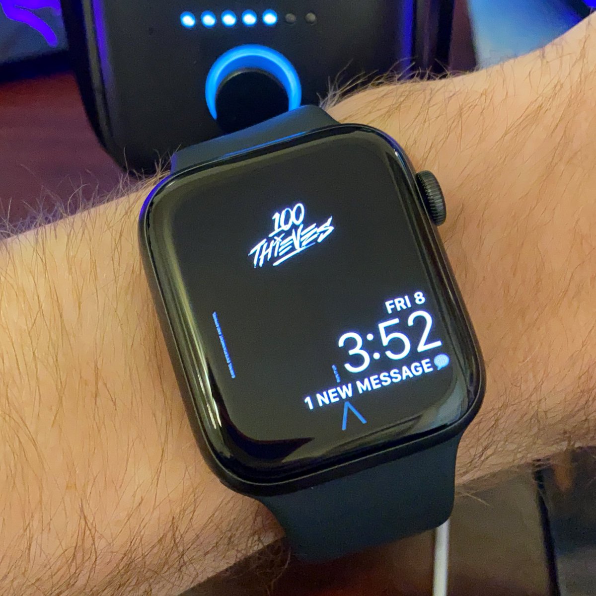RampantReign's tweet photo. @SesoHQ @100Thieves Lookin good as my watch face too! Thanks! #100T https://t.co/9W1xYi29W4