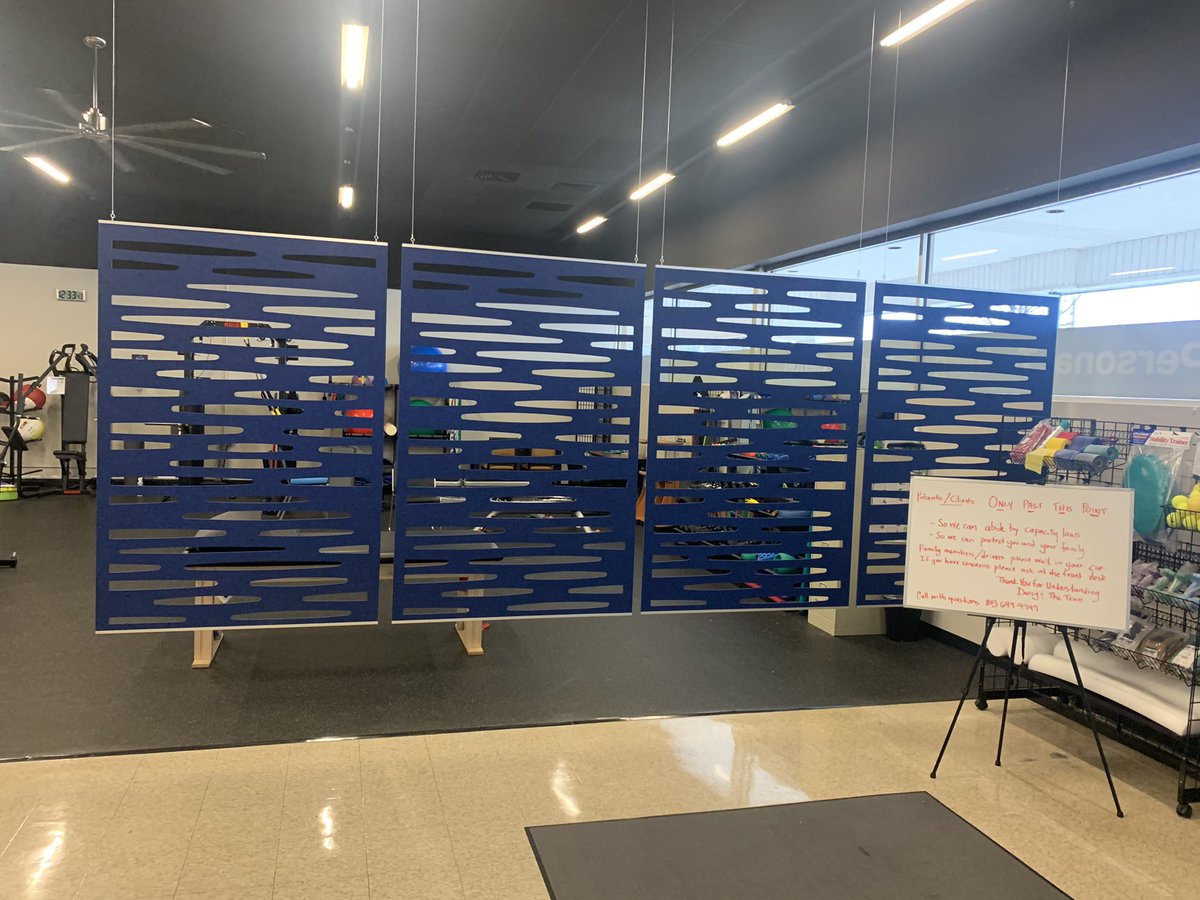 RowinPartners's tweet photo. Installation for a client using EchoDeco Wall Dividers from Merge Works. These ceiling suspended space dividers made a big difference in segmenting their open space. Also, added a splash of color. https://t.co/Nc8c6TnGuo