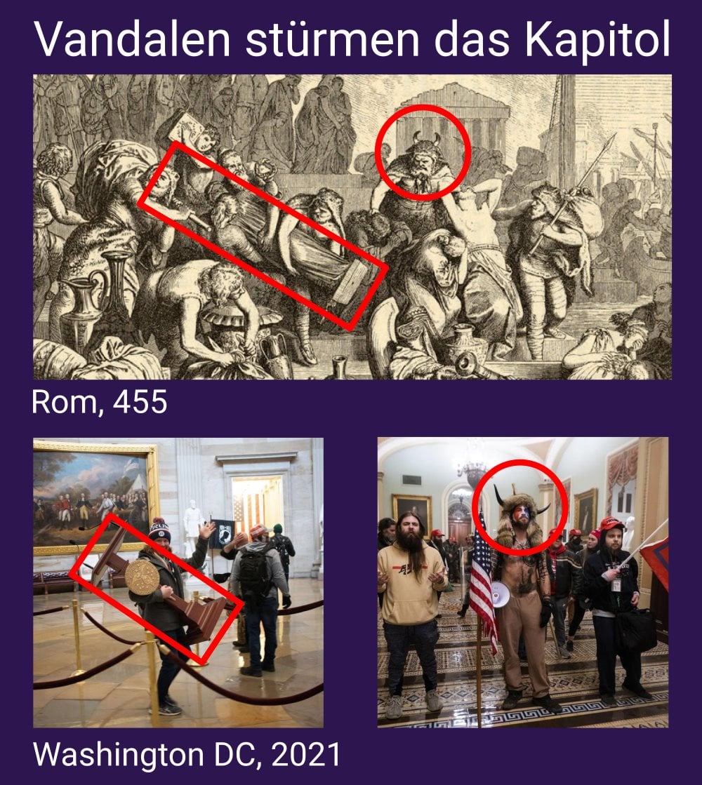 Hanno_Bender's tweet photo. "That it's all just a little bit of History repeating". #CapitolRiots (Quelle: @PLUS_1622, Fachbereich Altertumswissenschaften) https://t.co/W9HoOlTEE4