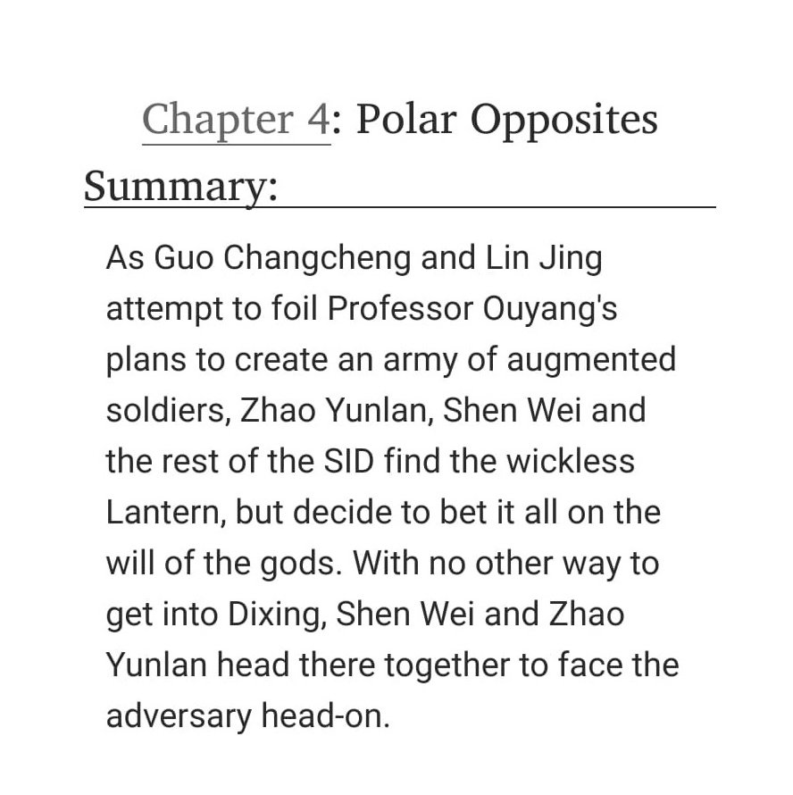 Drama Meets Novel in "Dichotomiae"
Chapter 4: The wickless Lantern is located, but time is running out. Our two heroes head to Dixing to face Ye Zun, and when the end seems nigh, the gods make their grand entrance.
#guardian #weilan
READ>archiveofourown.org/chapters/70191…