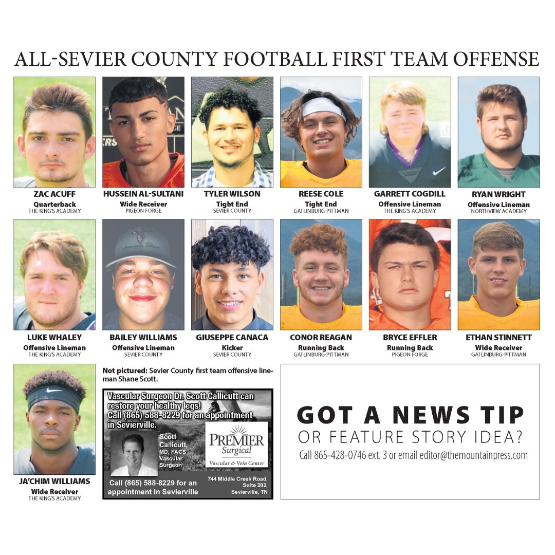 TKASeymour's tweet photo. Congratulations to @TKAFootball players named to @themtnpress All Sevier County teams! 🦁🏈 https://t.co/Z6aOP2w6f2