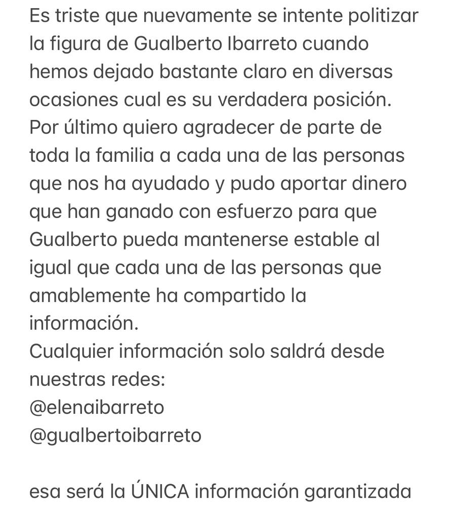 Comunicado ‼️ Elena Ibarreto. 
08/01/2021.
Ayúdame con un RT.