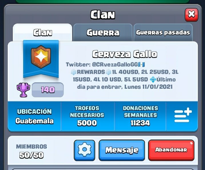 CRvezaGalloGG's tweet photo. ¿Buscas clan ladder de paga?
❄¿Que esperas para unirte a Cerveza Gallo?❄
💠ÚLTIMO DÍA PARA ENTRAR AL CLAN Y PARTICIPAR POR LOS PREMIOS, DÍA LUNES 11/01/2021💠
DM abierto para mandar link🥳
GO GO GO🤑
RT se agradece♥️🇬🇹 https://t.co/8EANtee3aK